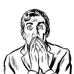 Image showing the surprised man covered his mouth with his hands