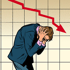 Image showing businessman panic falling chart