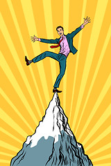 Image showing businessman at the top of the mountain