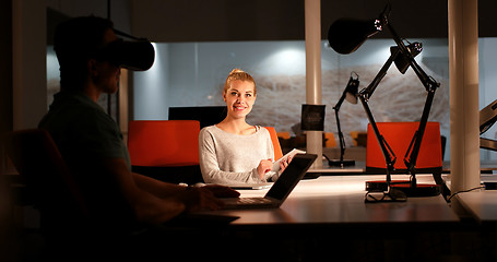 Image showing young designers in the night office