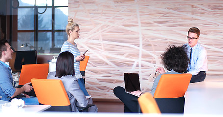 Image showing Startup Business Team At A Meeting at modern office building