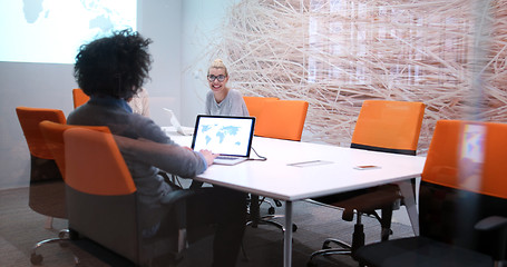 Image showing Startup Business Team At A Meeting at modern office building