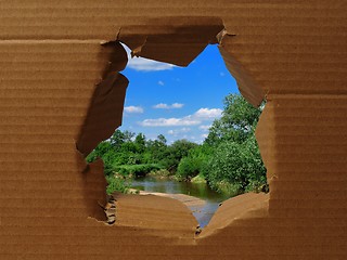 Image showing Hole in cardboard