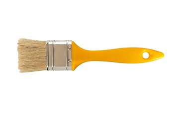 Image showing Yellow paintbrush on white