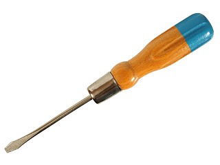 Image showing Wooden screwdriver on white