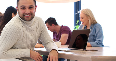 Image showing Startup Business Team At A Meeting at modern office building