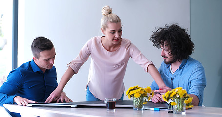 Image showing Startup Business Team At A Meeting at modern office building