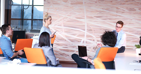 Image showing Startup Business Team At A Meeting at modern office building