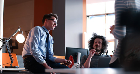 Image showing Startup Business Team At A Meeting at modern office building