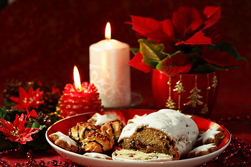 Image showing Christmas still life with cake 