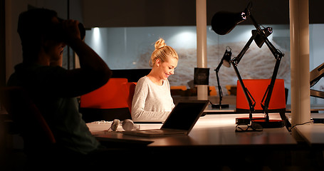 Image showing young designers in the night office