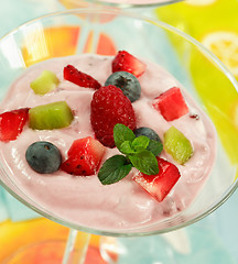 Image showing Yogurt with fresh fruits