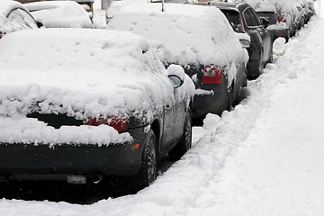 Image showing Parked Cars Under Snow