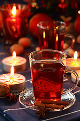 Image showing Hot drink with Christmas cookies