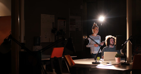 Image showing young designers in the night office