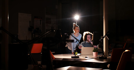 Image showing young designers in the night office