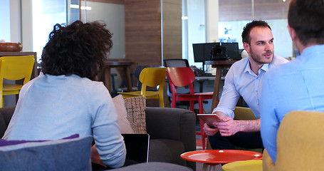 Image showing Startup Business Team At A Meeting at modern office building