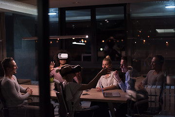 Image showing Multiethnic Business team using virtual reality headset