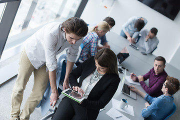 Image showing Two Business People Working With Tablet in office