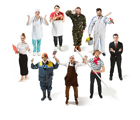 Image showing Montage about different professions