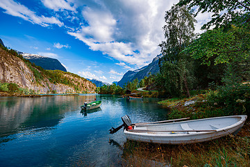 Image showing lovatnet lake Beautiful Nature Norway.