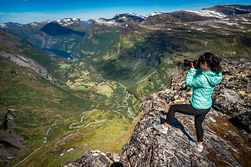 Image showing Geiranger Fjord Beautiful Nature Norway