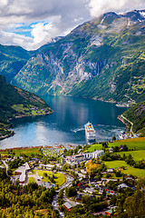 Image showing Geiranger fjord, Beautiful Nature Norway.