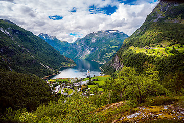 Image showing Geiranger fjord, Beautiful Nature Norway.