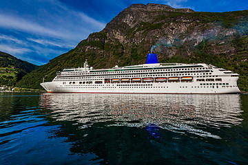 Image showing Cruise Liners On Geiranger fjord, Norway