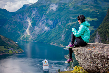 Image showing Geiranger Fjord Beautiful Nature Norway.