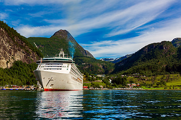 Image showing Cruise Liners On Geiranger fjord, Norway