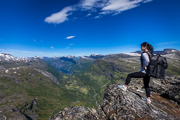 Image showing Geiranger Fjord Beautiful Nature Norway.