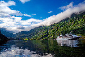 Image showing Geiranger fjord, Beautiful Nature Norway.