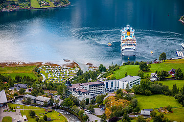 Image showing Geiranger fjord, Beautiful Nature Norway.