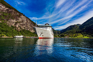 Image showing Cruise Liners On Geiranger fjord, Norway