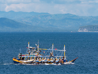 Image showing Outrigger fishing boat in the Philippines