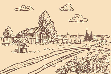 Image showing rural agricultural field, vintage engraving