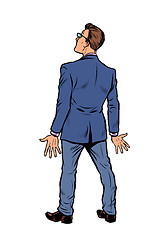 Image showing businessman stands back isolate on white background