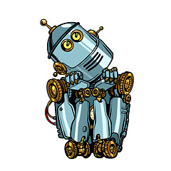 Image showing robot artificial intelligence thinks dreams. isolate on white background