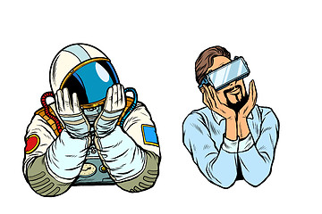 Image showing set thinker dreamer man, astronaut and man in vr glasses