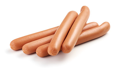 Image showing fresh boiled sausages on white background