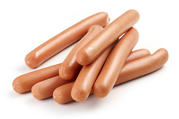 Image showing fresh boiled sausages on white background