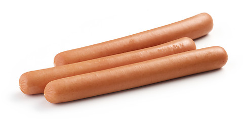 Image showing fresh boiled sausages on white background