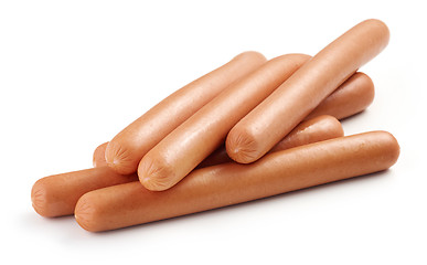 Image showing fresh boiled sausages on white background