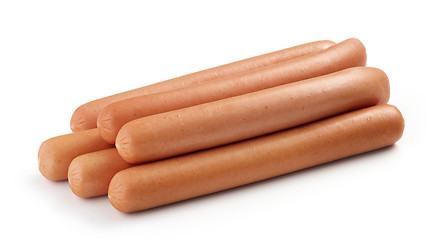 Image showing fresh boiled sausages on white background