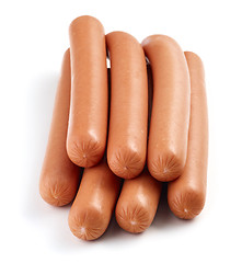 Image showing fresh boiled sausages on white background