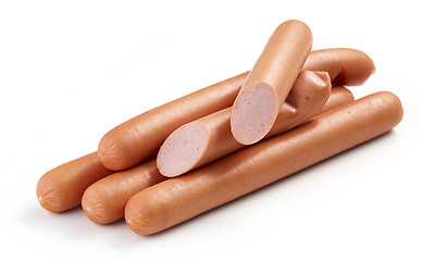 Image showing fresh boiled sausages on white background