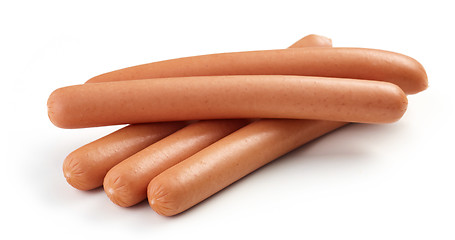 Image showing fresh boiled sausages on white background