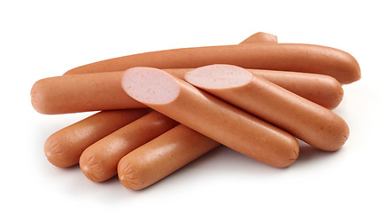 Image showing fresh boiled sausages on white background