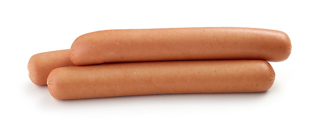 Image showing fresh boiled sausages on white background